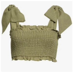 Cami NYC Benita Smocked Crop Tank Green XS